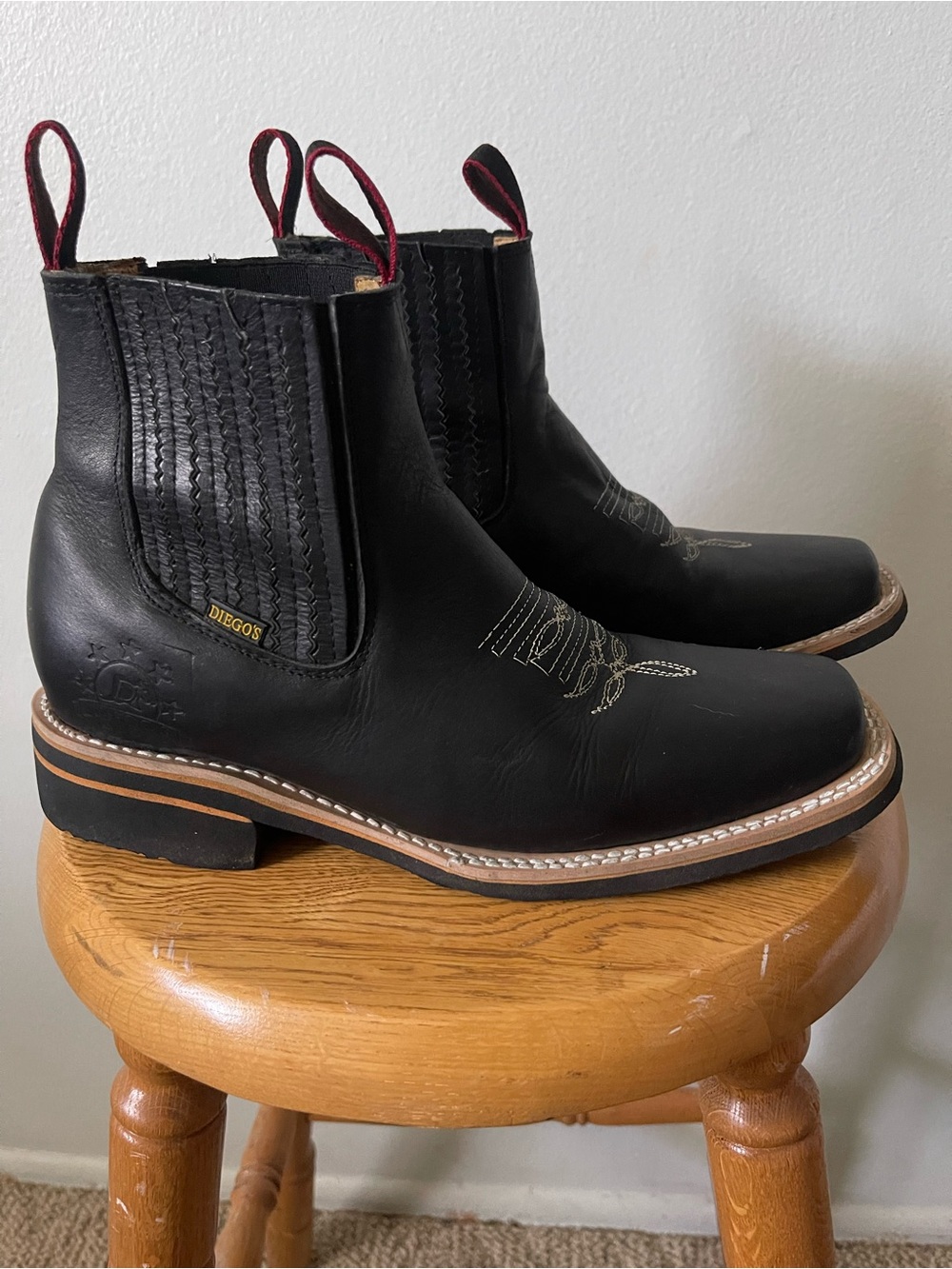 Diego Black Leather Cowboy Chelsea Boot